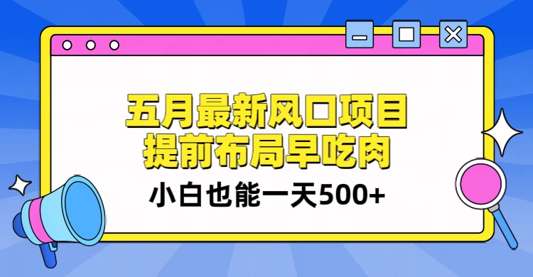 5月最新风口项目，提前布局早吃肉，小白也能一天暴利500+ - 网创智汇