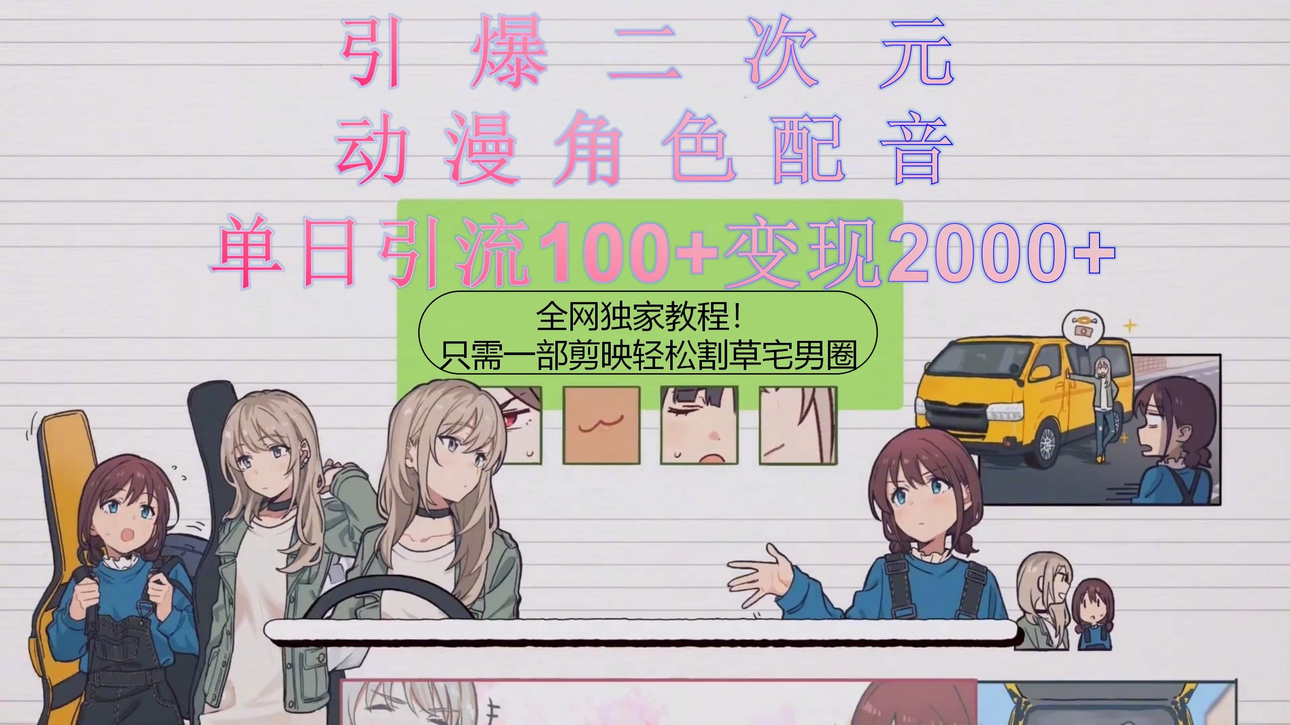 引爆二次元，用动漫角色配音割草宅男圈，只需一个剪映，轻松一天引流100+变现2000+！ - 网创智汇