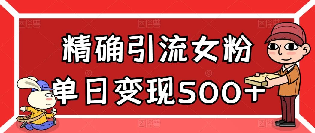 精确引流女粉,单日变现500+,高复购,保姆级教程 - 网创智汇