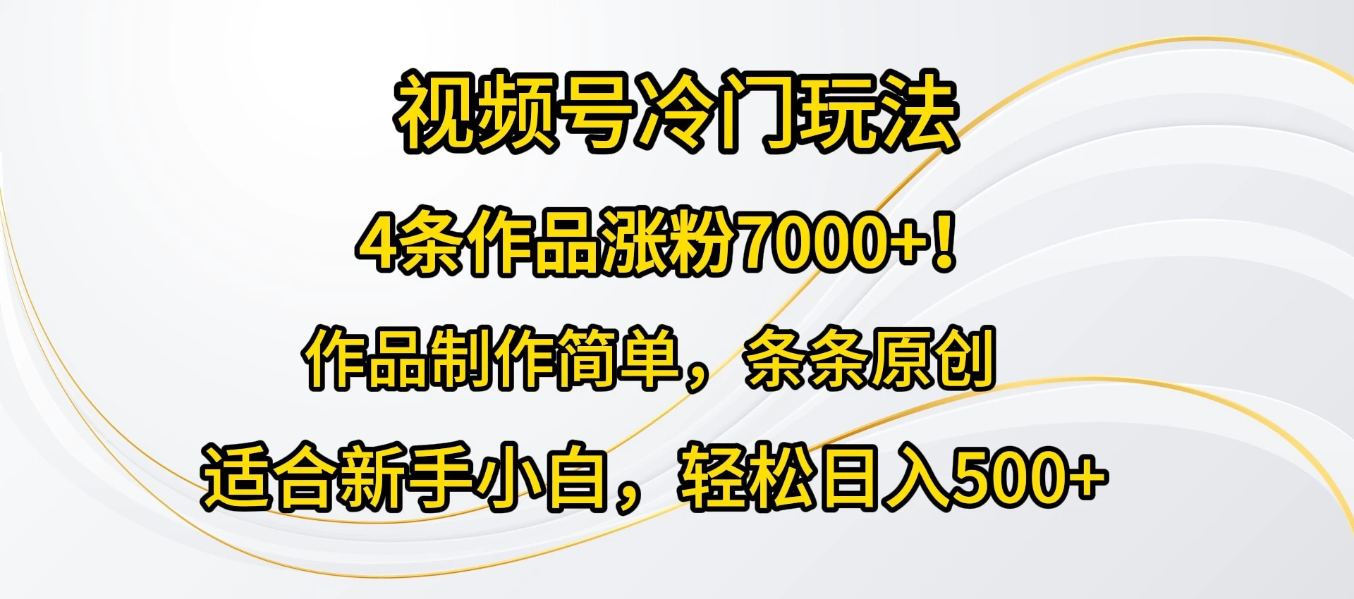4条作品涨粉7000+！视频号冷门玩法，作品制作简单，条条原创，适合新手小白，轻松日入500+ - 网创智汇