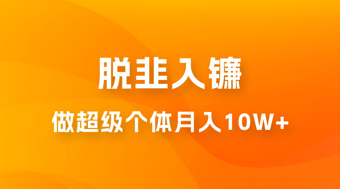 脱韭入镰，通过做「超级个体」月入 10w+，普通人实现阶层跨越的最优解 - 网创智汇
