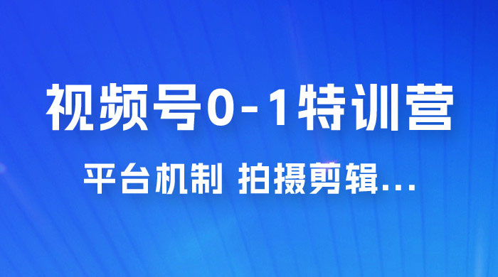 视频号 0-1 特训营：平台机制、拍摄剪辑、内容创作、爆款公式，实战案例分享 - 网创智汇