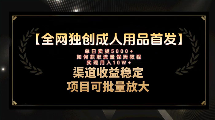 最新全网独创首发，成人用品赛道引流获客，单日卖货 5000+，月入 10w 保姆级教程 - 网创智汇