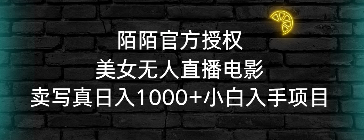 陌陌官方授权美女无人直播电影，卖写真日入1000+小白入手项目 - 网创智汇