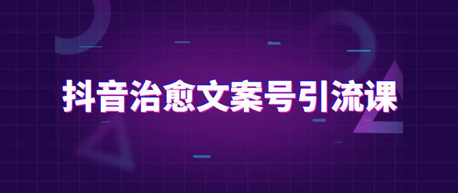抖音治愈文案号引流课程 - 网创智汇