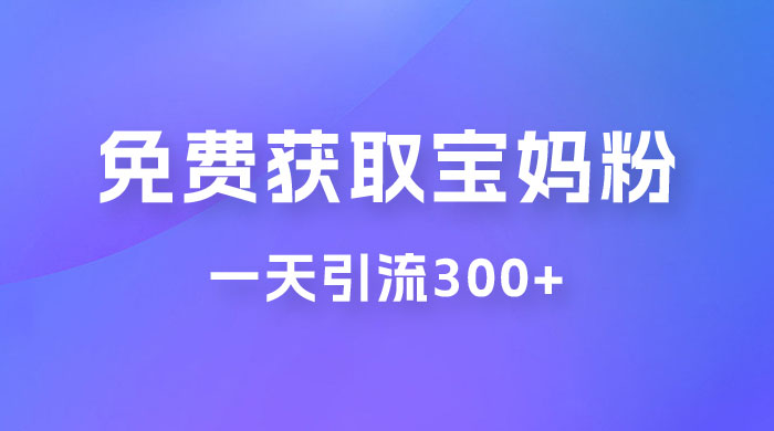 免费玩转获取宝妈粉，一天引流300+，变现超乎你想象 - 网创智汇