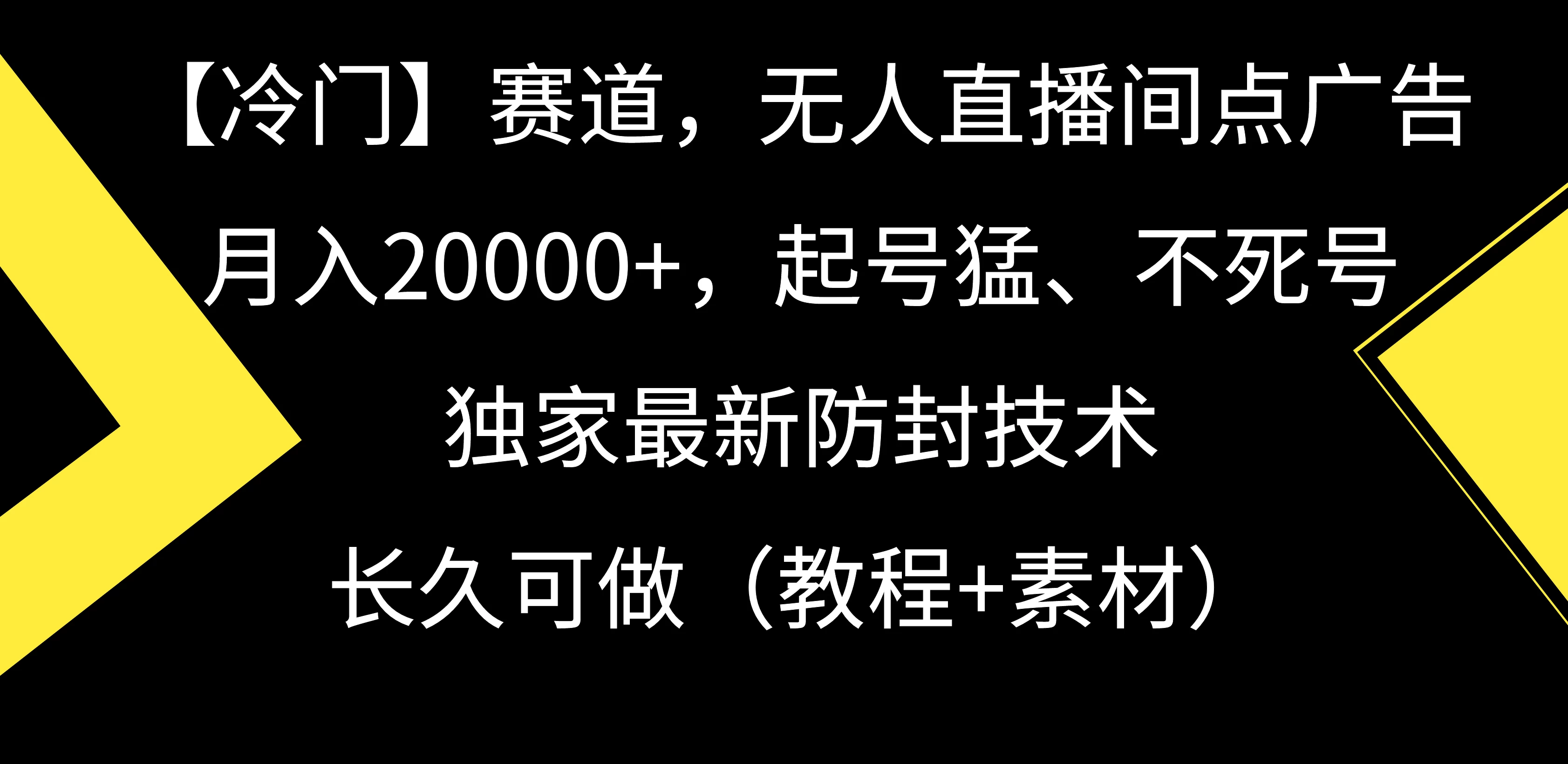 【冷门】赛道，无人直播间点广告，月入20000+，起号猛、不死号，独家最新防封技术，长久可做（教程+素材） - 网创智汇