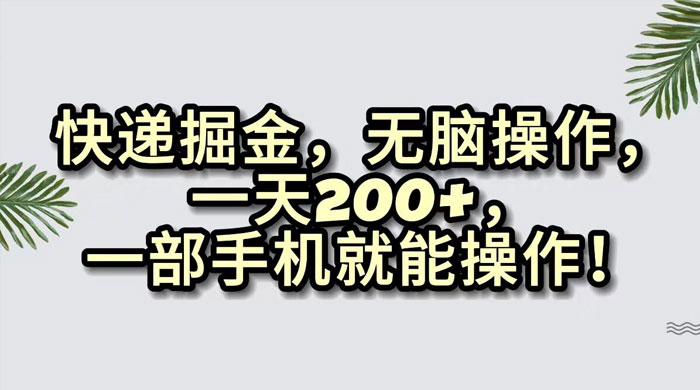 快递掘金，无脑搬运，一天 200+，一部手机就能操作 - 网创智汇