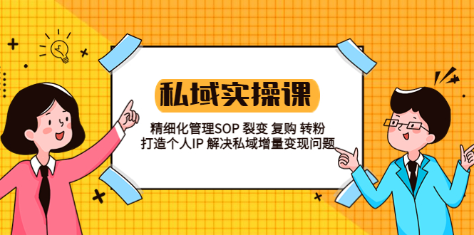 私域实战课程：精细化管理 SOP 裂变、复购、转粉，打造个人 IP 私域增量变现问题 - 网创智汇