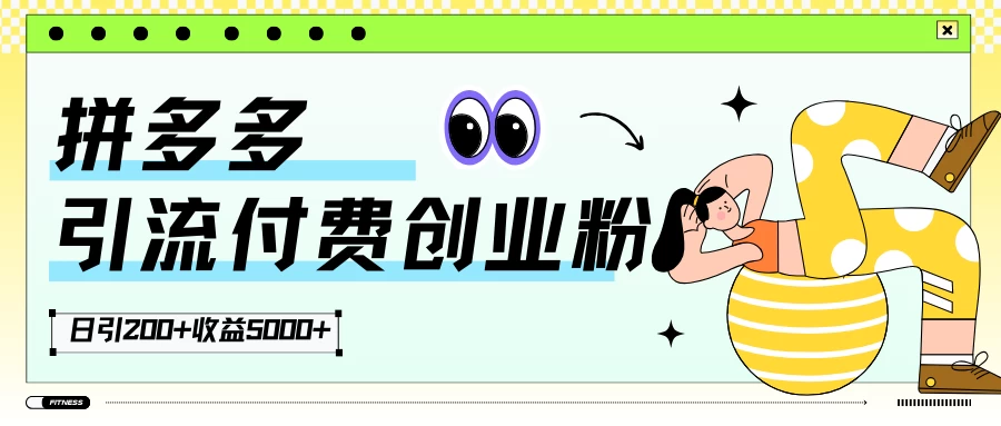 拼多多引流付费创业粉，日引200+，收益5000+ - 网创智汇