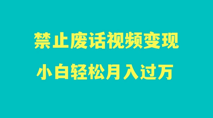 最新蓝海项目，靠禁止废话视频变现，一部手机，小白轻松月入过万！ - 网创智汇