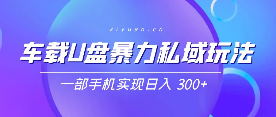 车载 U 盘暴力私域玩法：一部手机实现日入 300+ - 网创智汇