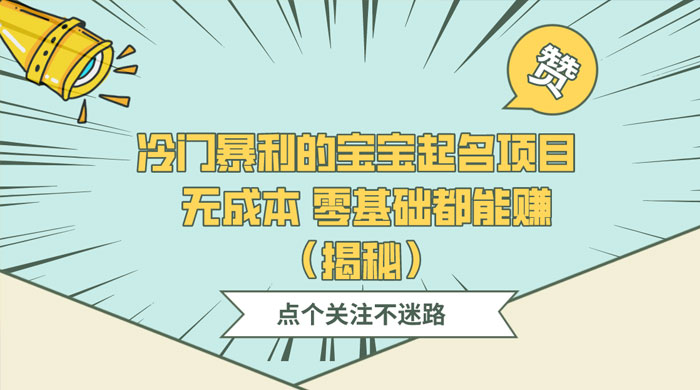 冷门暴利的宝宝起名项目 ，无成本零基础都能赚（揭秘） - 网创智汇