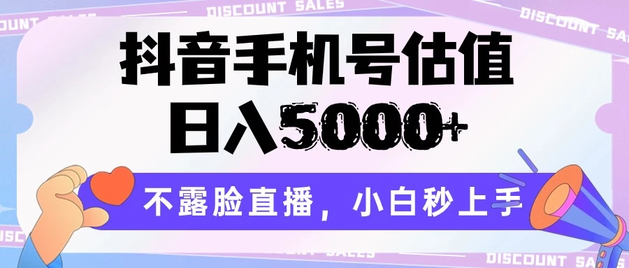抖音手机号估值，日入5000+，不露脸直播，小白秒上手 - 网创智汇