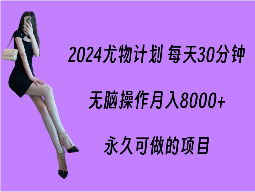2024尤物计划 每天30分钟，无脑操作月入8000+，永久可做的项目 - 网创智汇
