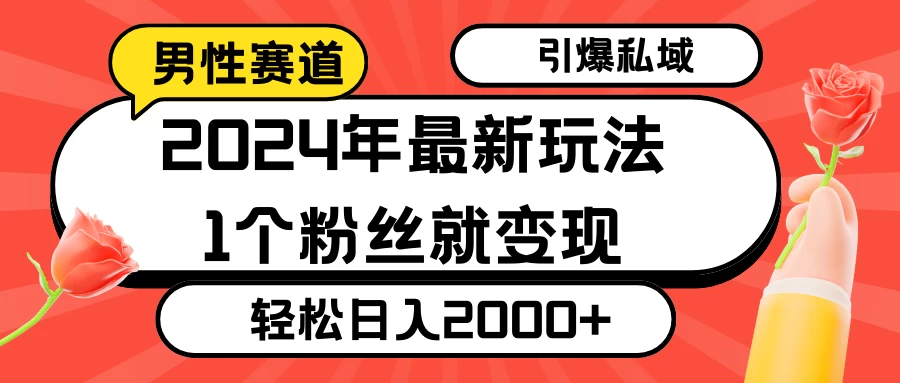 2024年最新男性赛道玩法，引爆私域流量，1个粉丝就变现，轻松日入2000+ - 网创智汇