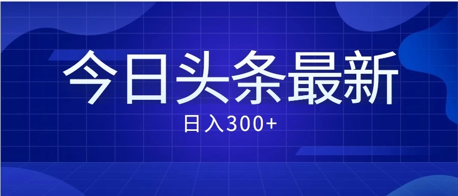价值999的最新头条玩法，每天收入300+ - 网创智汇