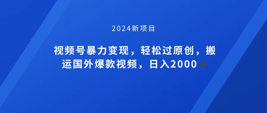 视频号创作者分成计划，搬运国外爆款视频，100%过原创，小白也能品22000+ - 网创智汇