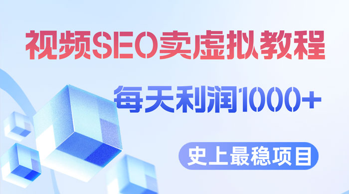 视频 SEO 出售虚拟产品：史上最稳定私域变现项目 - 网创智汇