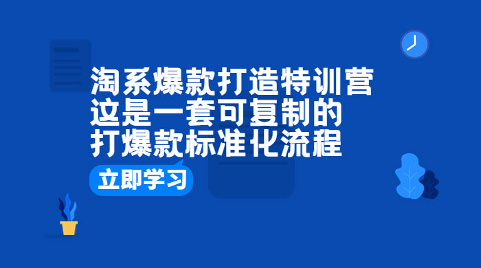 淘系爆款打造特训营：这是一套可复制的打爆款标准化流程 - 网创智汇