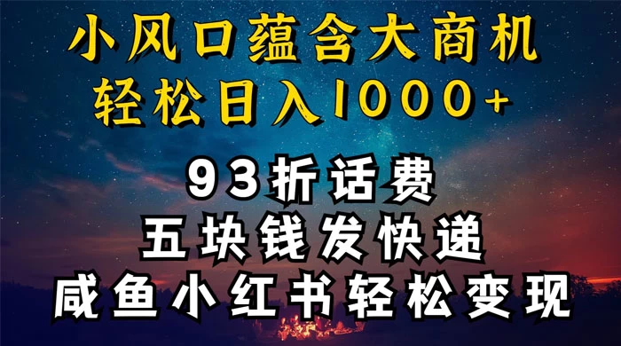 93折充话费，五块钱发快递，发布咸鱼小红书等，轻松日入1000+ - 网创智汇