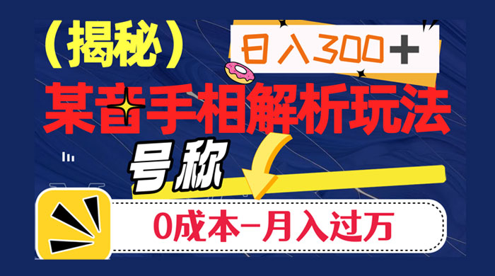 抖音手相解析玩法，聊聊天日入 300+，号称 0 成本月入过万 - 网创智汇