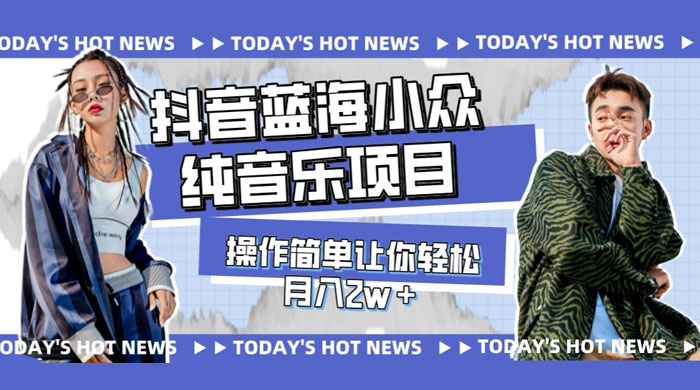 宝藏细分领域，抖音蓝海小众纯音乐项目，操作简单让你轻松月入 2w+ - 网创智汇