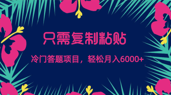 只需复制粘贴，冷门答题项目，轻松月入 6000 - 网创智汇