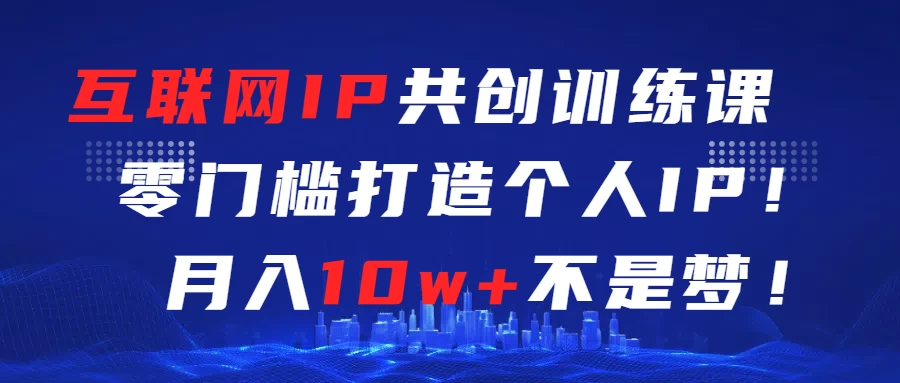 互联网IP共创训练课  零门槛打造个人IP  轻松月入2w+ - 网创智汇