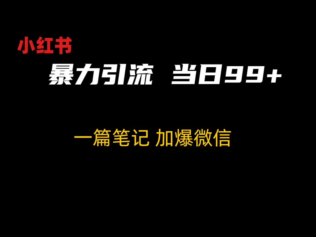 小红书暴力引流方法，当日99+，非常简单的引流方法 - 网创智汇