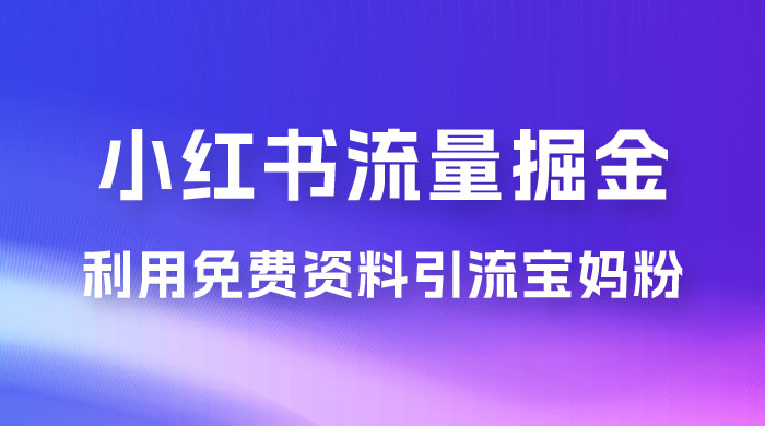 小红书流量掘金，利用免费资料暴力引流宝妈粉，私域高利润转化 - 网创智汇