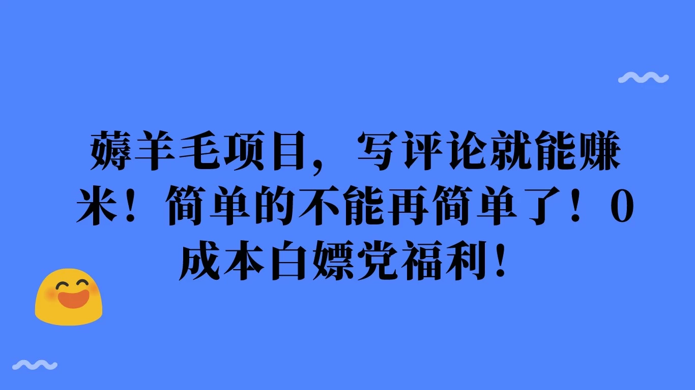 薅羊毛项目，写评论就能赚米！简单的不能再简单了！0成本白嫖党福利！ - 网创智汇