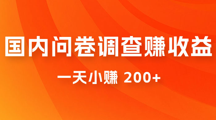 国内问卷调查赚收益，一天小赚 200+，小白随便上手 - 网创智汇