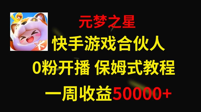 快手游戏合伙人新风口，元梦之星爆火游戏，一周收入50000+ - 网创智汇