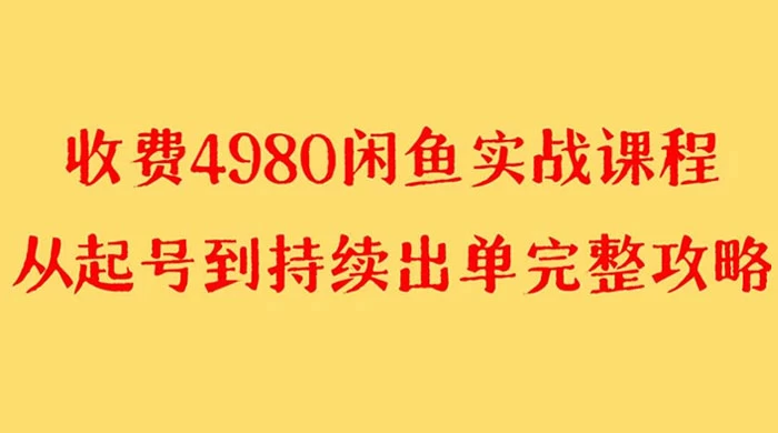 外面收费 4980 闲鱼无货源实战教程，单号 4000+ - 网创智汇