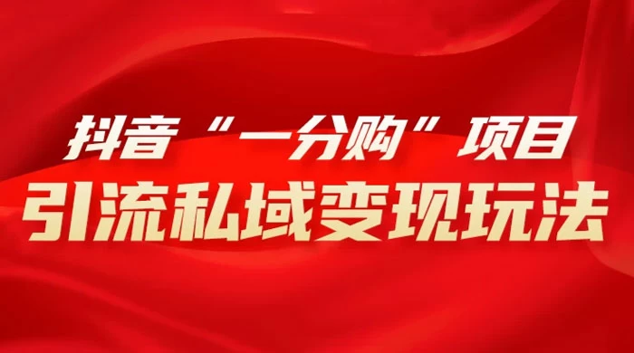 抖音“一分购”项目，引流私域变现玩法 - 网创智汇