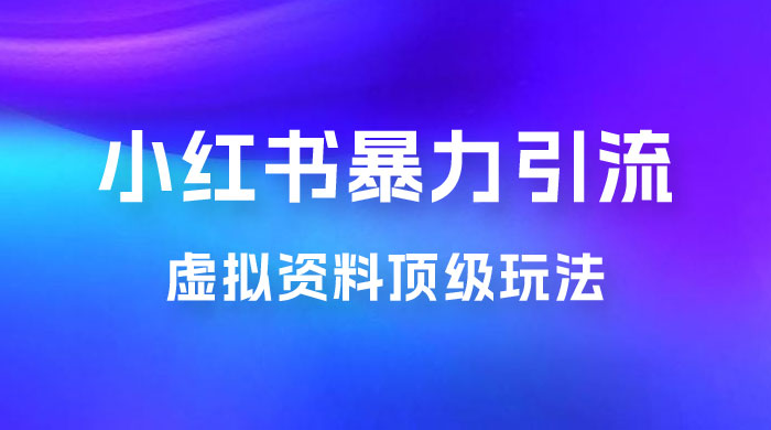 虚拟资料顶级玩法，小红书暴力引流，喂饭级教程零成本，利润任你定 - 网创智汇