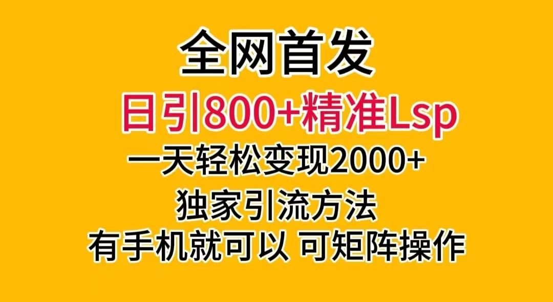 日引 800+ 精准老色批，一天变现 2000+，独家引流方法，可矩阵操作，月入 5W+ - 网创智汇