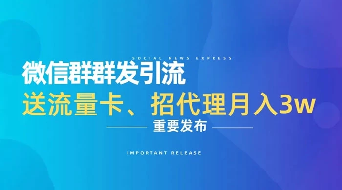 利用微信群卖流量卡，招代理，3 个月变现 11 万（附软件） - 网创智汇