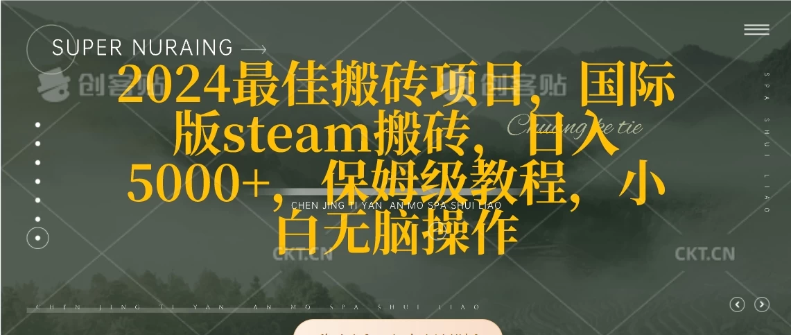 2024最佳搬砖项目，国际版steam搬砖，日入5000+，保姆级教程，小白无脑操作 - 网创智汇