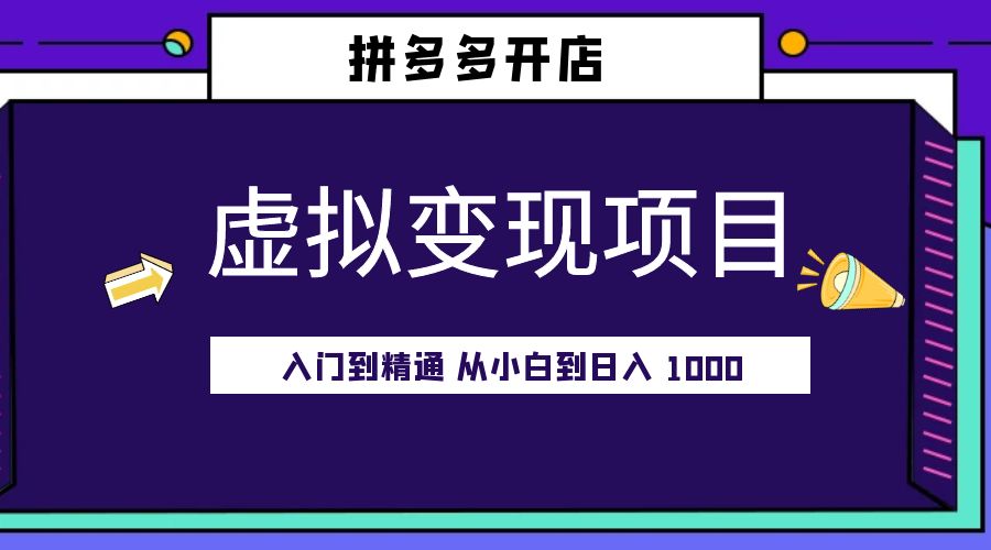 拼多多开店虚拟变现项目：入门到精通 从小白到日入 1000「完整版」 - 网创智汇