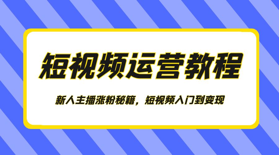 短视频运营教程：新人主播涨粉秘籍，短视频入门到变现 - 网创智汇