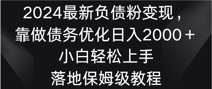 2024最新负债粉变现，靠做债务优化日入2000＋小白轻松上手 落地保姆级教程 - 网创智汇