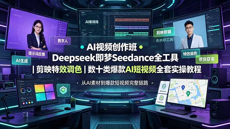 AI视频创作班◆Deepseek即梦Seedance全工具｜剪映特效调色｜数十类爆款AI短视频全套实操教程 - 网创智汇