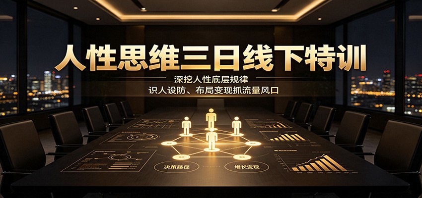 人性思维三日线下特训：深挖人性底层规律，识人设防、布局变现抓流量风口 - 网创智汇