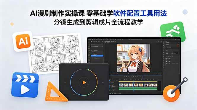 （18605期）AI漫剧制作实操课 零基础学软件配置工具用法 分镜生成到剪辑成片全流程教学 - 网创智汇