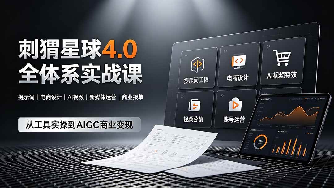 （19224期）刺猬星球4.0全体系实战课，覆盖提示词工程、电商设计、AI视频特效与新媒体运营，一站式掌握AIGC商业核心技能 - 网创智汇