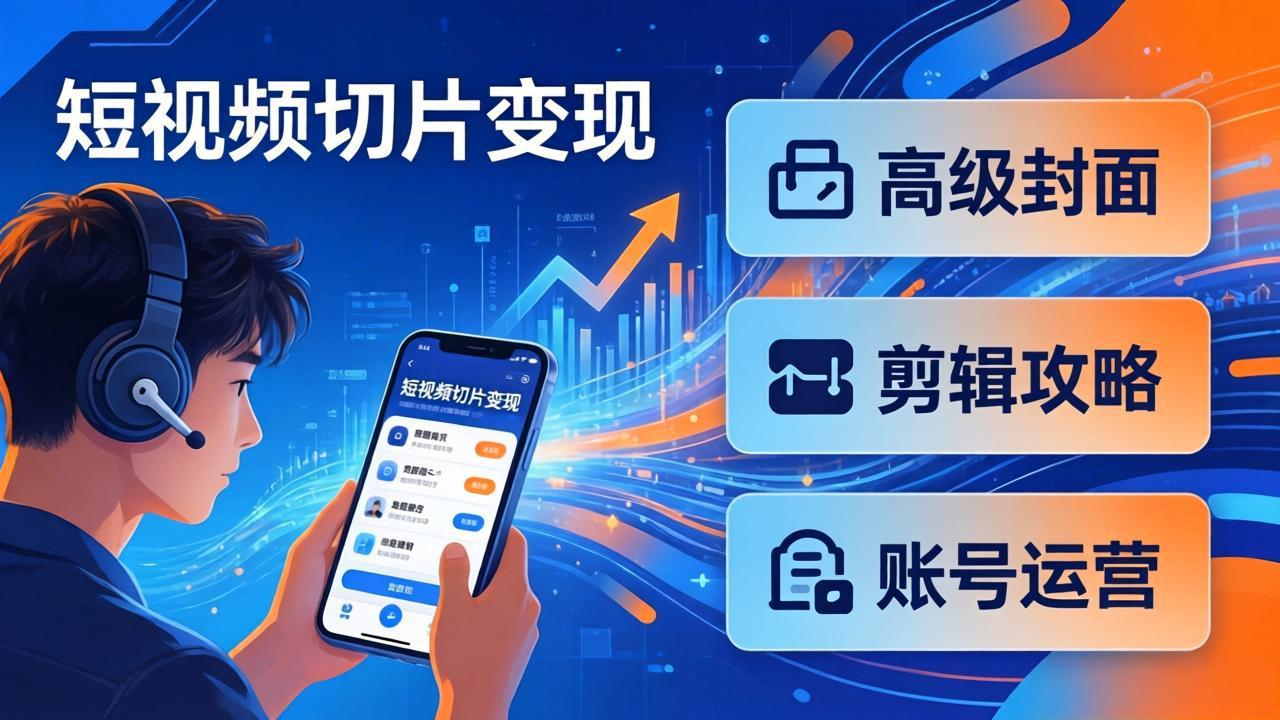短视频切片变现速成班2.0：高级封面+剪辑攻略+账号运营，0基础小白快速入局副业 - 网创智汇