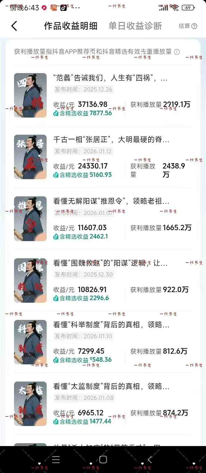 抖音300w粉丝博主的政史类科普视频教学，有大流量扶持，拿伙伴伙伴+精选独家双份收益 - 网创智汇