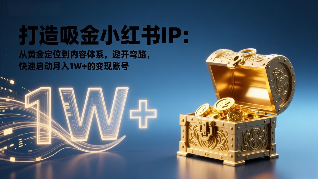 打造吸金小红书IP：从黄金定位到内容体系，避开弯路，快速启动月入1W+的变现账号 - 网创智汇